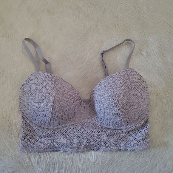 Victoria’s Secret Bra 32D Purple Lace Padded Wireless Push-up Longline Pullover - Picture 1 of 5